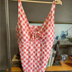 Red and White Checkered Sleeveless Dress